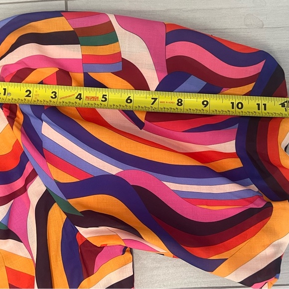 THML Smocked Puff Sleeve Multicolor Midi Dress Sz M - Picture 8 of 9